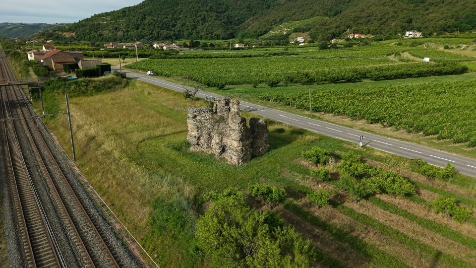 La Sarrazinière — monument funéraire gallo-romain d'Andance, vue aérienne